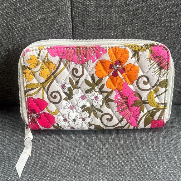 Vera Bradley Floral Wallet - Pink, Orange, Green - Picture 1 of 4